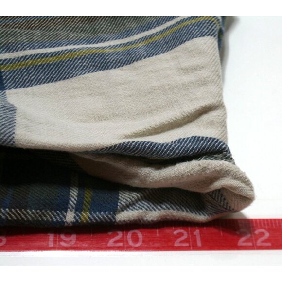 Free People Womens Medium Flannel Tunic Plaid Blue Tan Oversize Raw Hem Boho - Picture 9 of 11